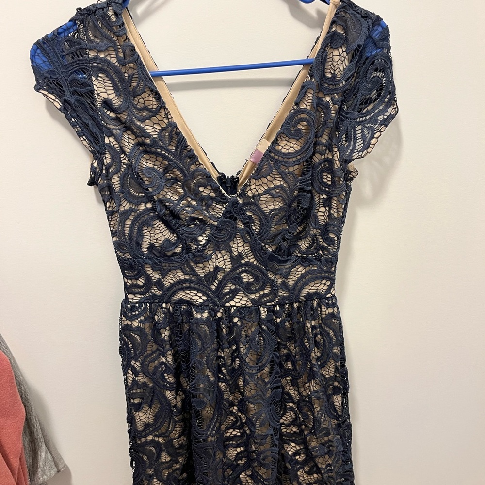Francesca's Collections Navy Lace Mini Dress